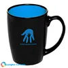 12oz two-tone matt black outside color inside personalized java ceramic coffee mug