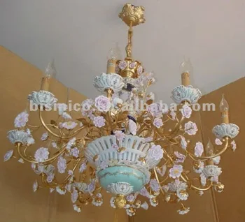 Beautiful Porcelain Flora Candle Lamp Style Chandelier Residential Beautiful Porcelain Flora Candle Lamp Style Chandelier Residential Lighting Pendent Copper Gold Plated