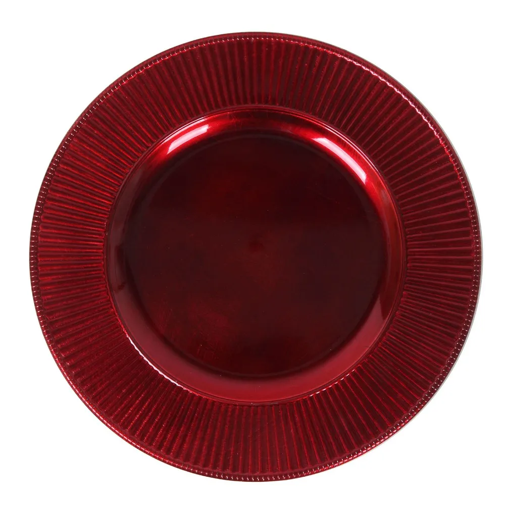 Wholesale Peacock Electroplating Silver Wedding Plastic Charger Plate