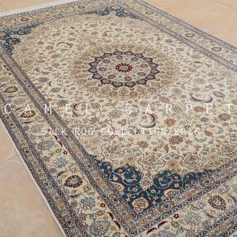 Yellow Grey White Rug Natural Pure Silk Egypt Handmade Carpet Buy