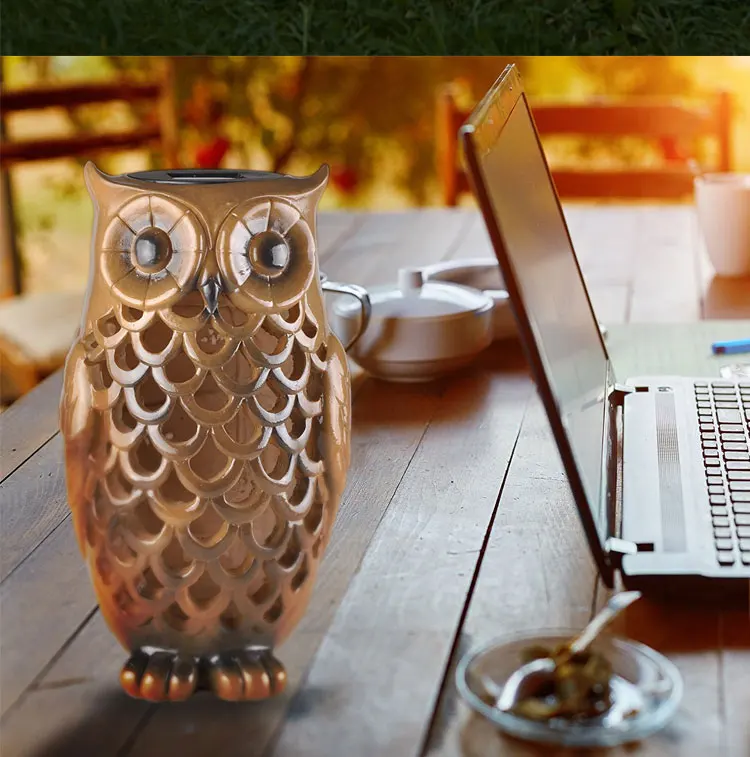 owl solar light powered decoration wireless lighting garden outdoor accent ornament patio yard decor statue