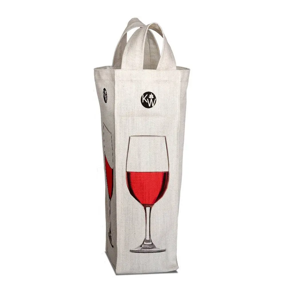 Custom Cotton Wine Bottle Bags With Logo Print