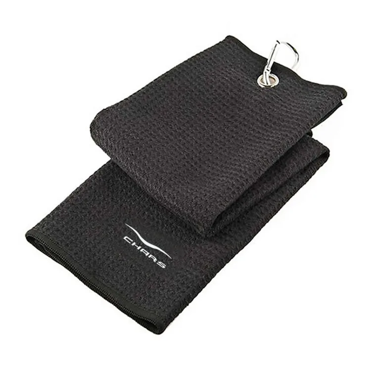 Custom 40x60cm High Quality Golf Ball Black Deep Waffle Weave