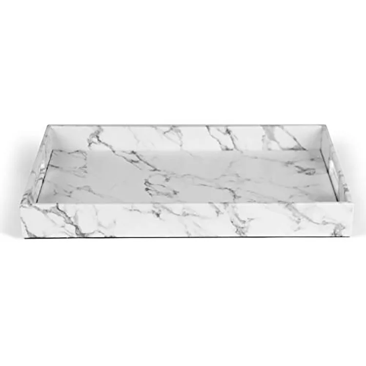 2019 new arrive hot sale custom handmade marble leather rectangle party serving tray
