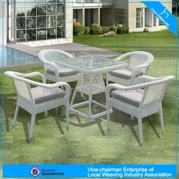 Elegant Stylish Outdoor Furniture Set Wicker Chair And Square Table