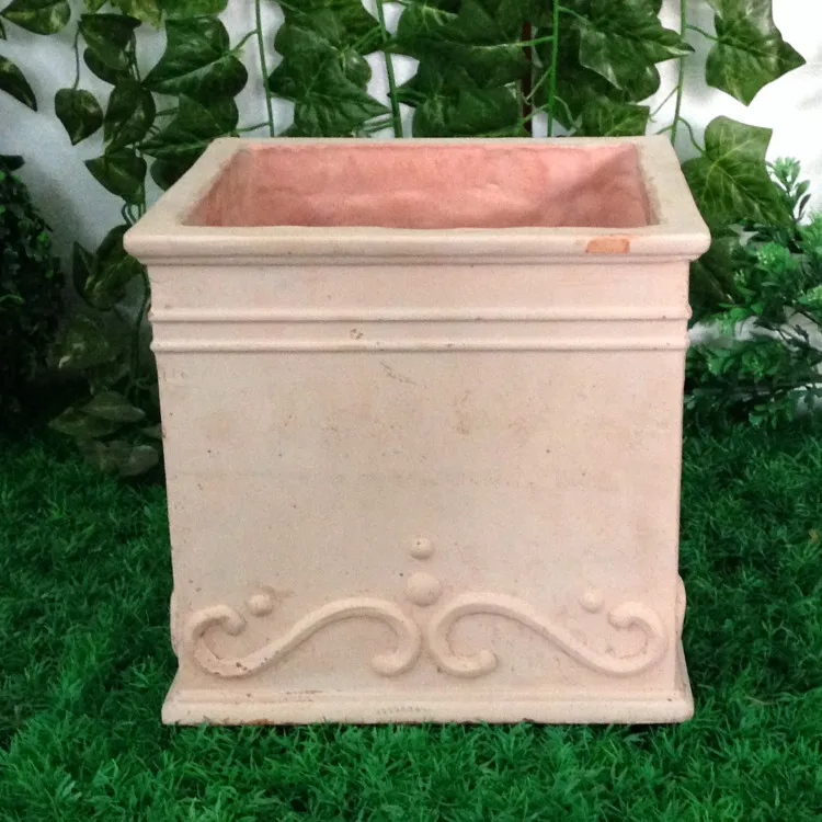 Terracotta Rectangular Fiberglass Planter Clay Flower Pot Planter