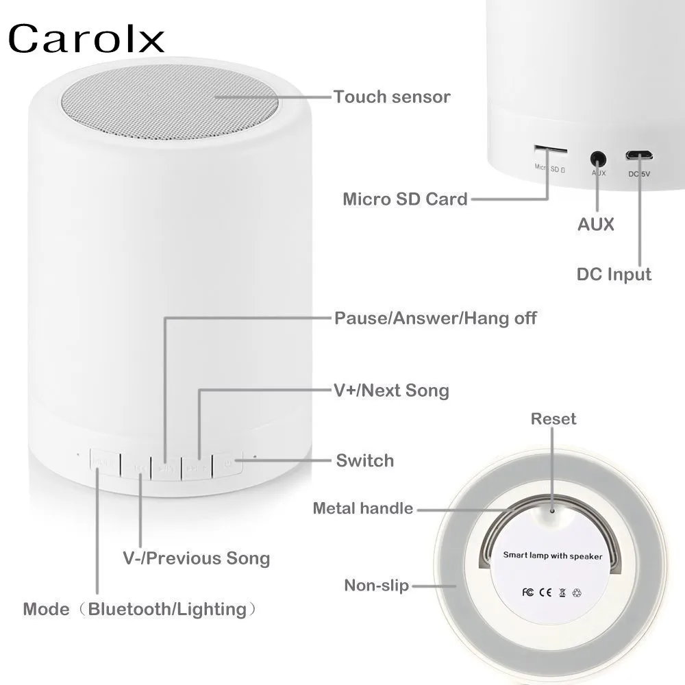 Bluetooth wireless Speaker Touch Sensor Smart LED Light Table Lamp portable speaker - ANKUX.COM