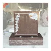 Imperial Carmine Red Granite Scroll Face and Craved Roses Headston Monument