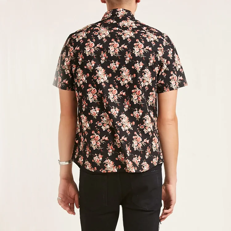 Mens Short Sleeve Custom Polyester Floral Print Button Down Up Shirts Buy Floral Button Down