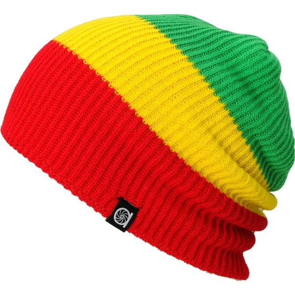 tag classic two-layer slouchy folded rib knit Rasta beanie.jpg