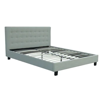 Modern Saleable Fabric King Size Bed With Wood Slats Bed Base