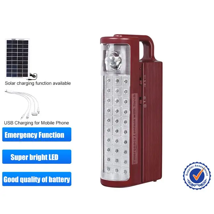 High power solar rechargeable panel lantern with spotlight