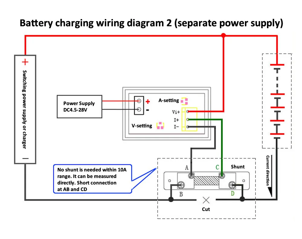 shunt rouge installation électrique-couteau Digital Amp DC Ampèremètres LED 0,2-10a incl