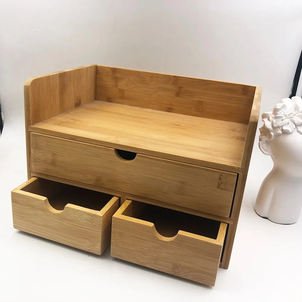 Bamboo Wood Office Desk Organizer - Stylish & Sustainable