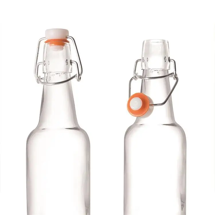 Download 500ml 16oz Clear Glass Beer Bottles For Home Brewing With Stainless Steel Flip Caps - Buy 16oz ...