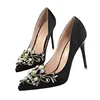 cheelon shoes elegant wedding banquet satin and rhinestones pumps bridal shoes high heels