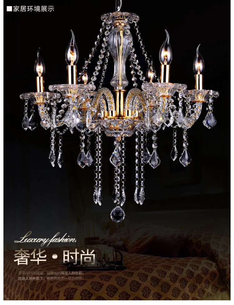 Golden crystal chandelier transparent glass chandelier luxury hotel lighting