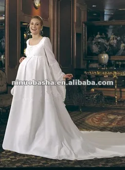 Elegant Floor Length Empire Satin Pregnant Wedding Dress Buy