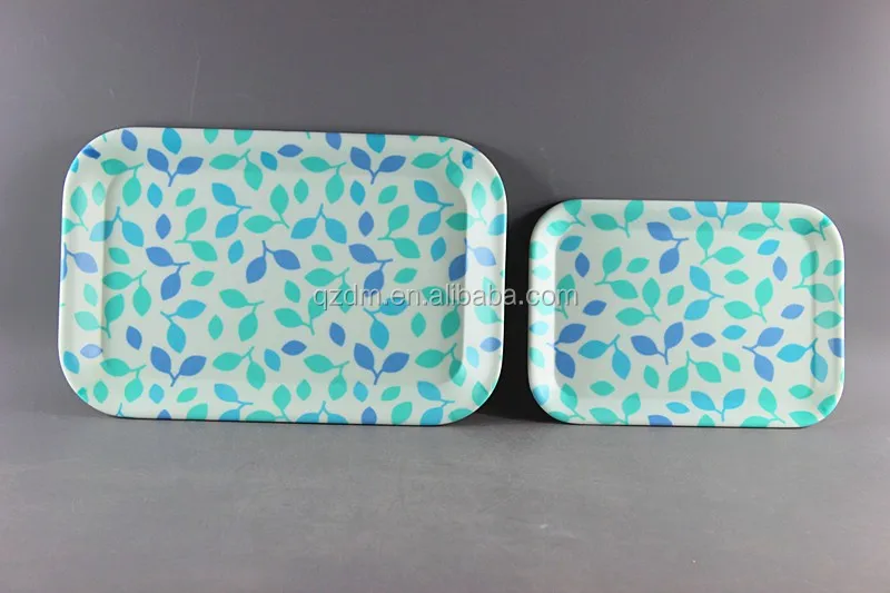 Dull Polish Surface Melamine Rectangle Tray Set Of 2 Piece