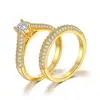 CNC Zircon Setting 18K Gold Filled Ring Set Women's Wedding Love Ring