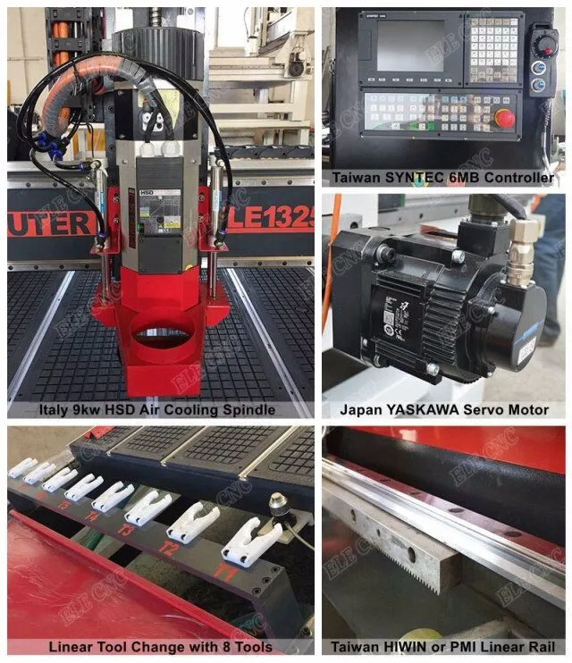 ELE 1325 cnc router auto tool changer , 3d cnc wood carving router for guitar making