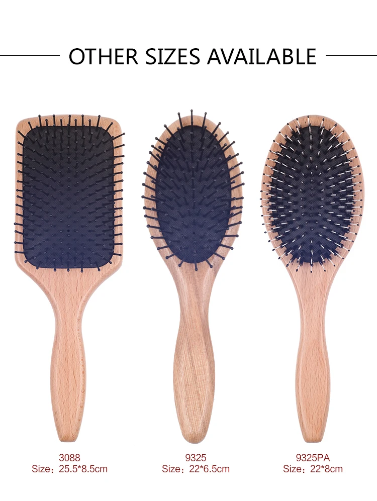 EUREKA DS9325 Paddle Cushion Wooden Hair Brush for All Hair Types Ball-Tip Nylon Pins Hairbrush