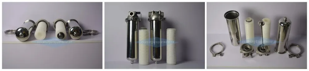 Stainless housing filter PP PES PTFE PVDF material  pleated cartridge filter 1 2 10  micron water filter