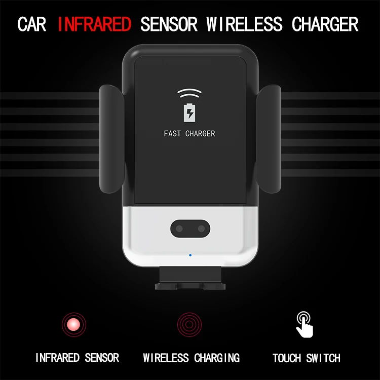 क्यूई फास्ट वायरलेस चार्जर कार माउंट आईफोन होल्डर स्वचालित क्लैंपिंग स्मार्ट सेंसर