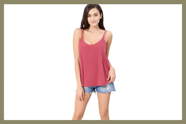 Sleeveless plain dyed fashionable popular sexy women breathable red top blouse