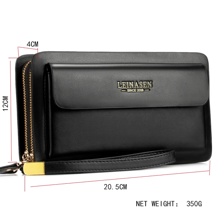 Luxury Men's Long Leather Wallet Big Capacity Card Phone Holder Handbag  Zipper