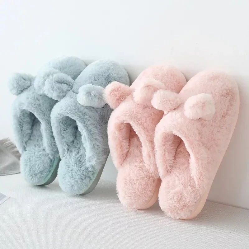 Ladies Cozy Fluffy Faux Fur Memory Foam Slippers BIKETAFUWY Womens Cute Animal Slippers 