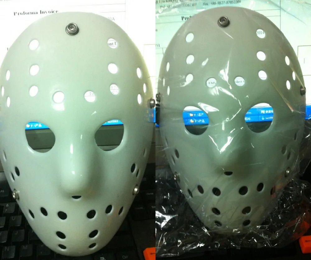 供应不同厚度万圣节便宜杰森曲棍球面具流行电影 pvc 派对面具批发价