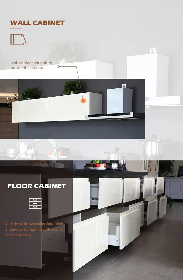 Metallic Lacquer Kitchen Cabinet Modern Designs Hot Selling Modular Wood Kitchen Cabinet