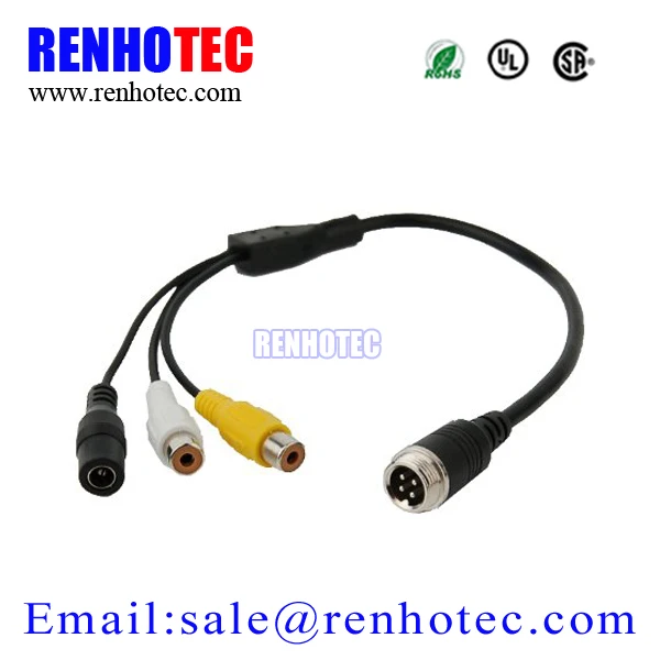 Reversing Camera Cable Gx12 4 Pin To Rca Adapter Rear View Extension