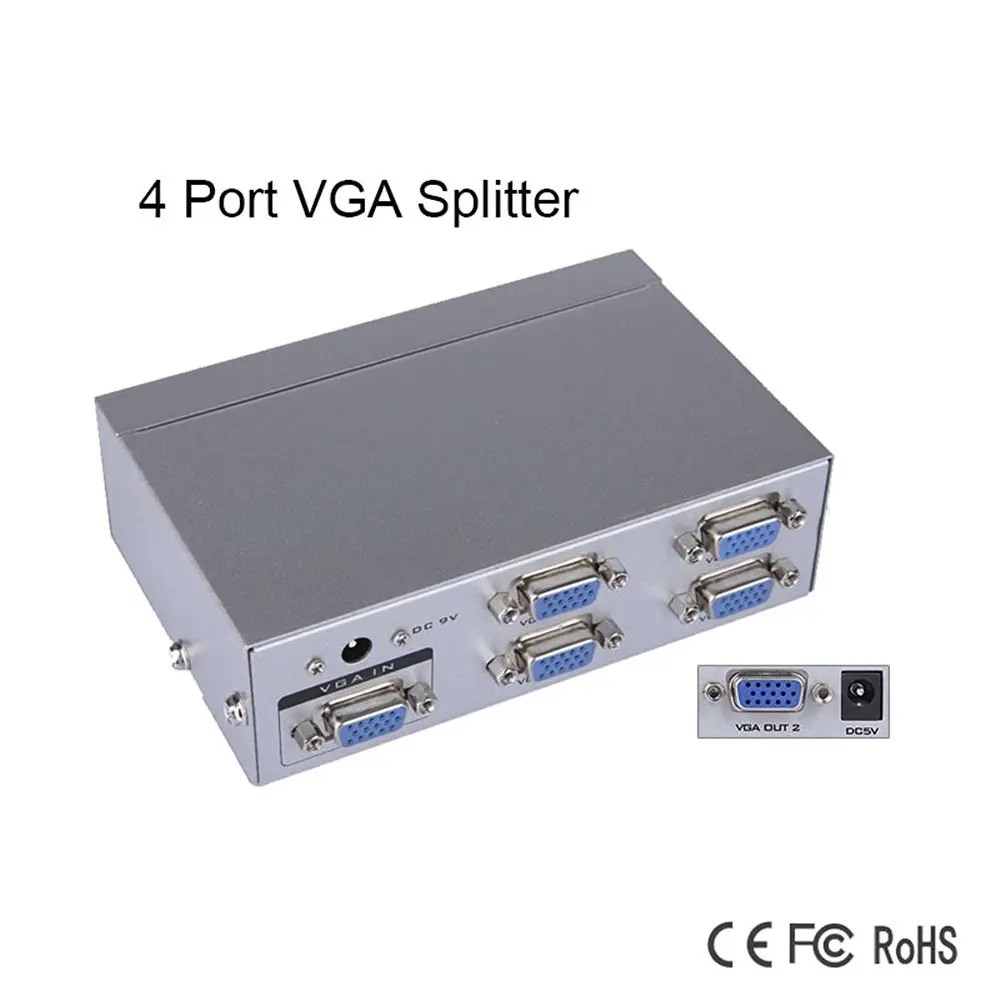 Buy Iseebiz 4 Port Mini VGA Splitter 350MHz Bandwidth 1 Input 4 Output