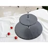 Party decoration products 2-tier slate stone heart shape cake stand for food