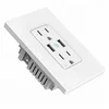 wifi wireless US style 15Amp 125VAC 220v 6 pin electric wall switch socket with 2 USB 5VDC 2.4Amp ports