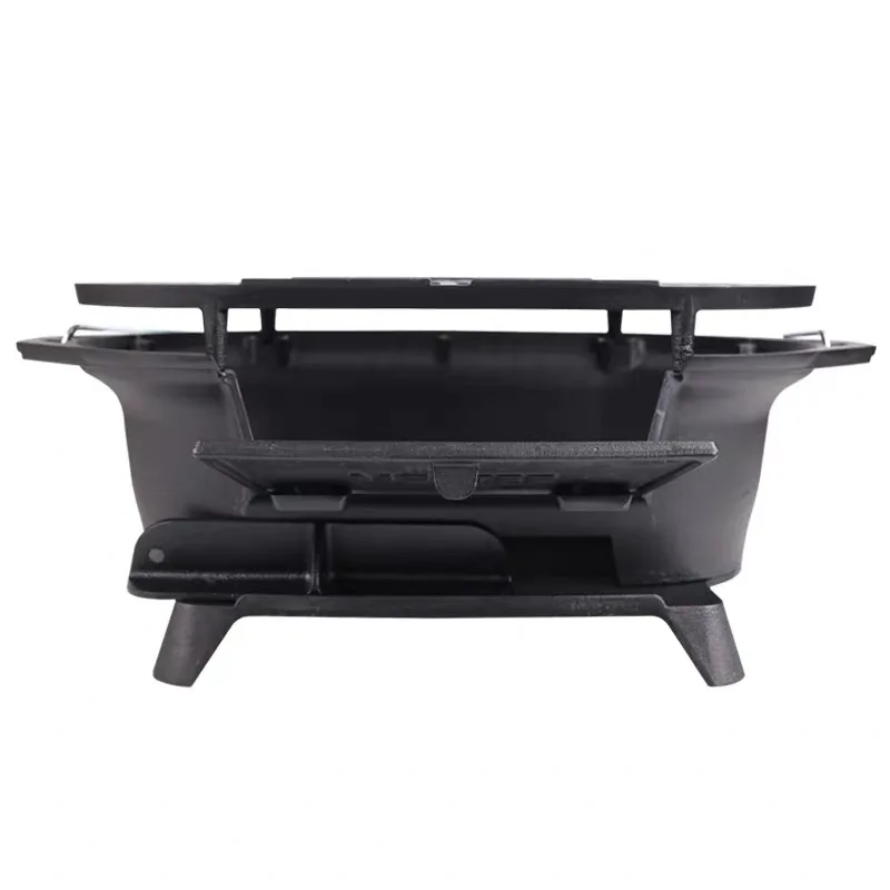 Cast Iron Portable Outdoor BBQ Grill Small Camping Charcoal Barbecue Grill