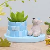 1 piece cute animal Flower pot Mini pole bear Cactus Planter Pots Succulent Plant maceters green alligator desktop planting box