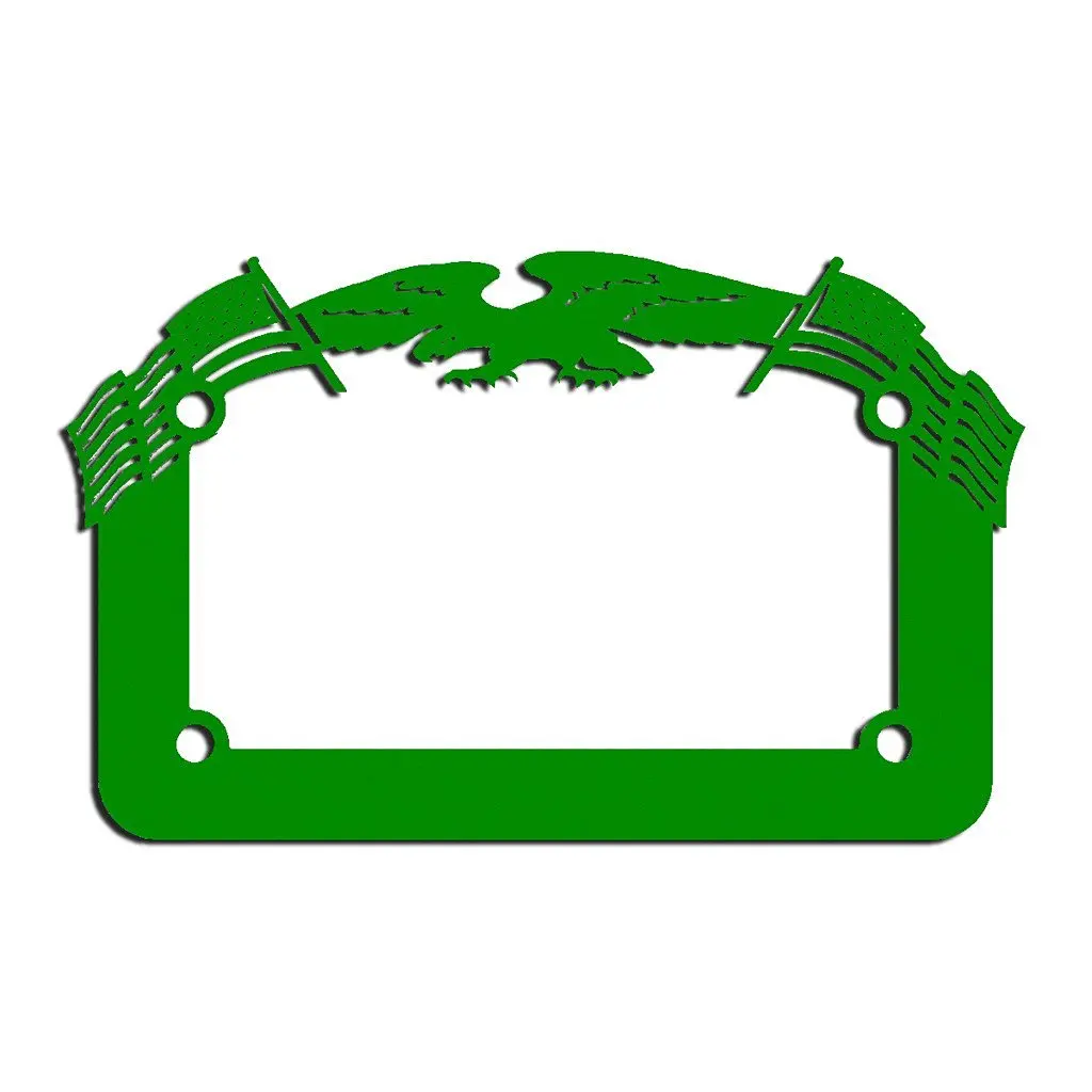 Green Powdercoat Motorcycle License Plate Frame Eagle American Flag Eagle - 1 Piece - Ferreus Industries - LIC-119-Green