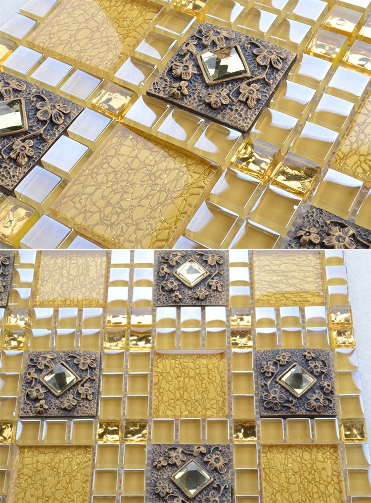 exquisitely made price per square meter wall gold foil glass mosaic tile