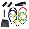 Red color latex tube type custom fitness resistance exercise bands with metal hooks
