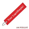 Promotion Cloth Fabric Woven Custom Nylon Airline Attention Fabric Keychain Embroidery Key Tag Keyring