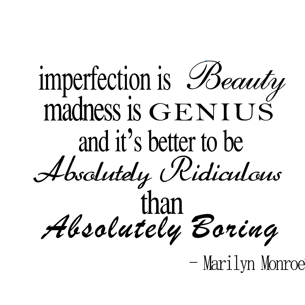 9143 Art Imperfection Is Beauty Marilyn Monroe Vinyl Decal Wall Quotes Lettering Girls Bedroom Stickers Living Room Home Decor