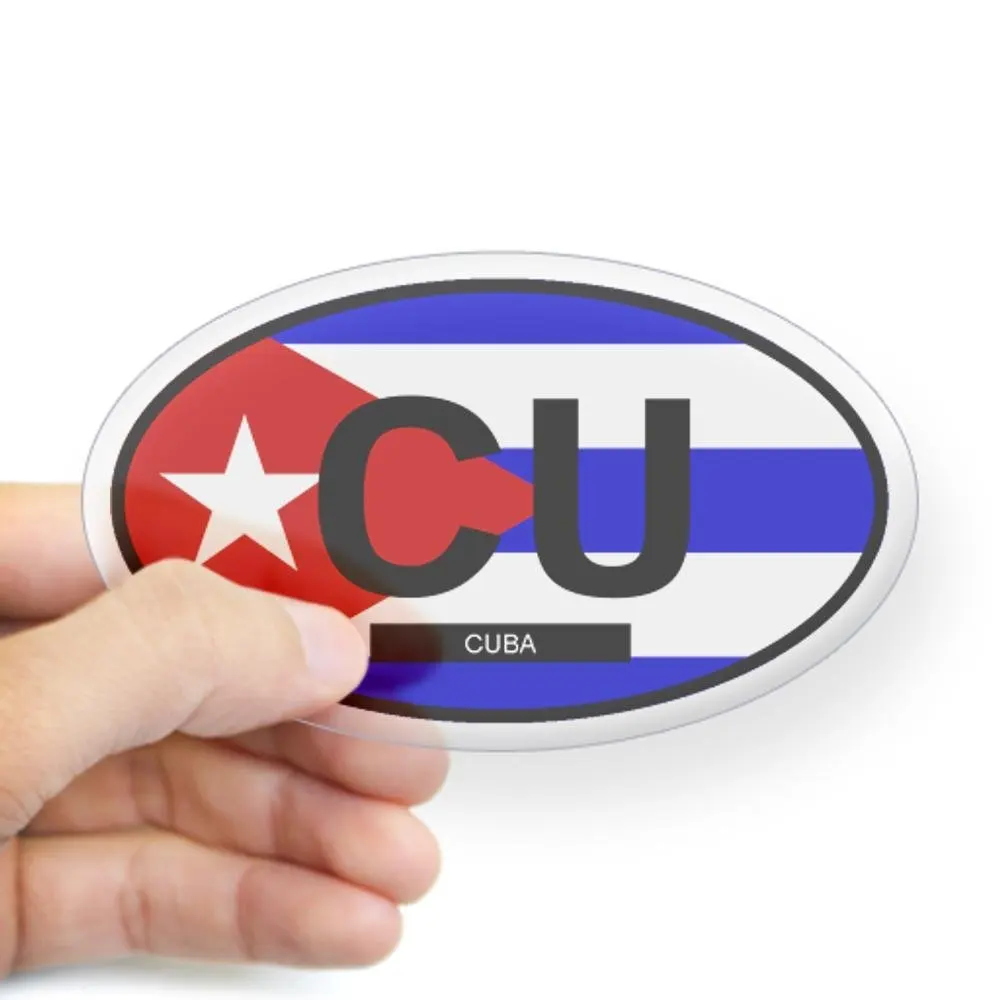 Cuba Flag Oval car window bumper sticker decal 5/" x 3/"