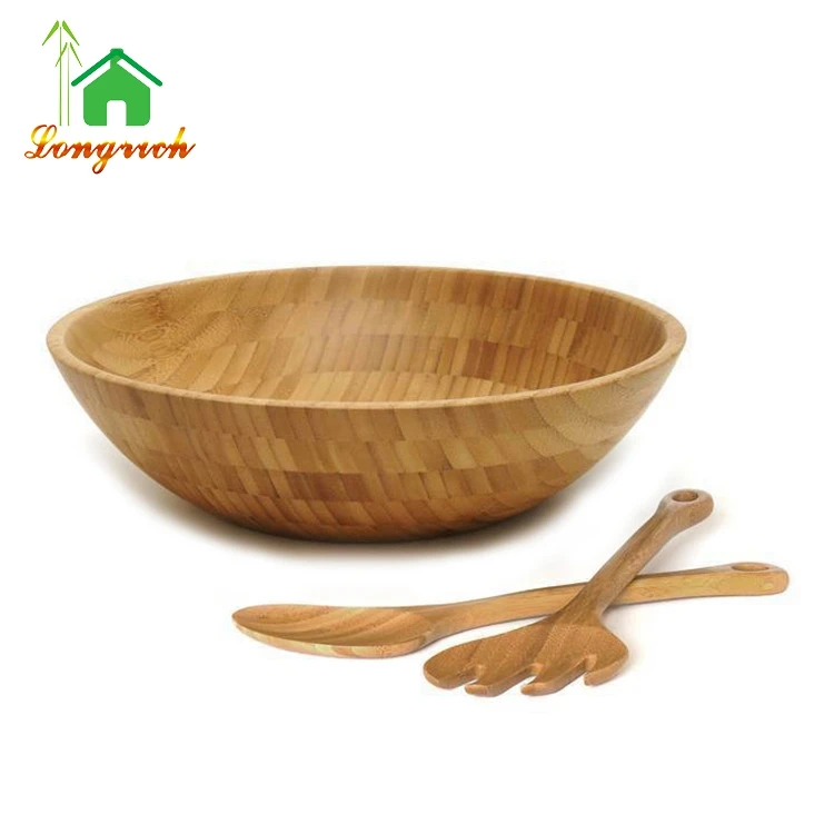 Totally Eco Bamboo Modern Round Bamboo Salad Fruit Bowl 3pcs Bamboo Salad Set Buy Glass Salad