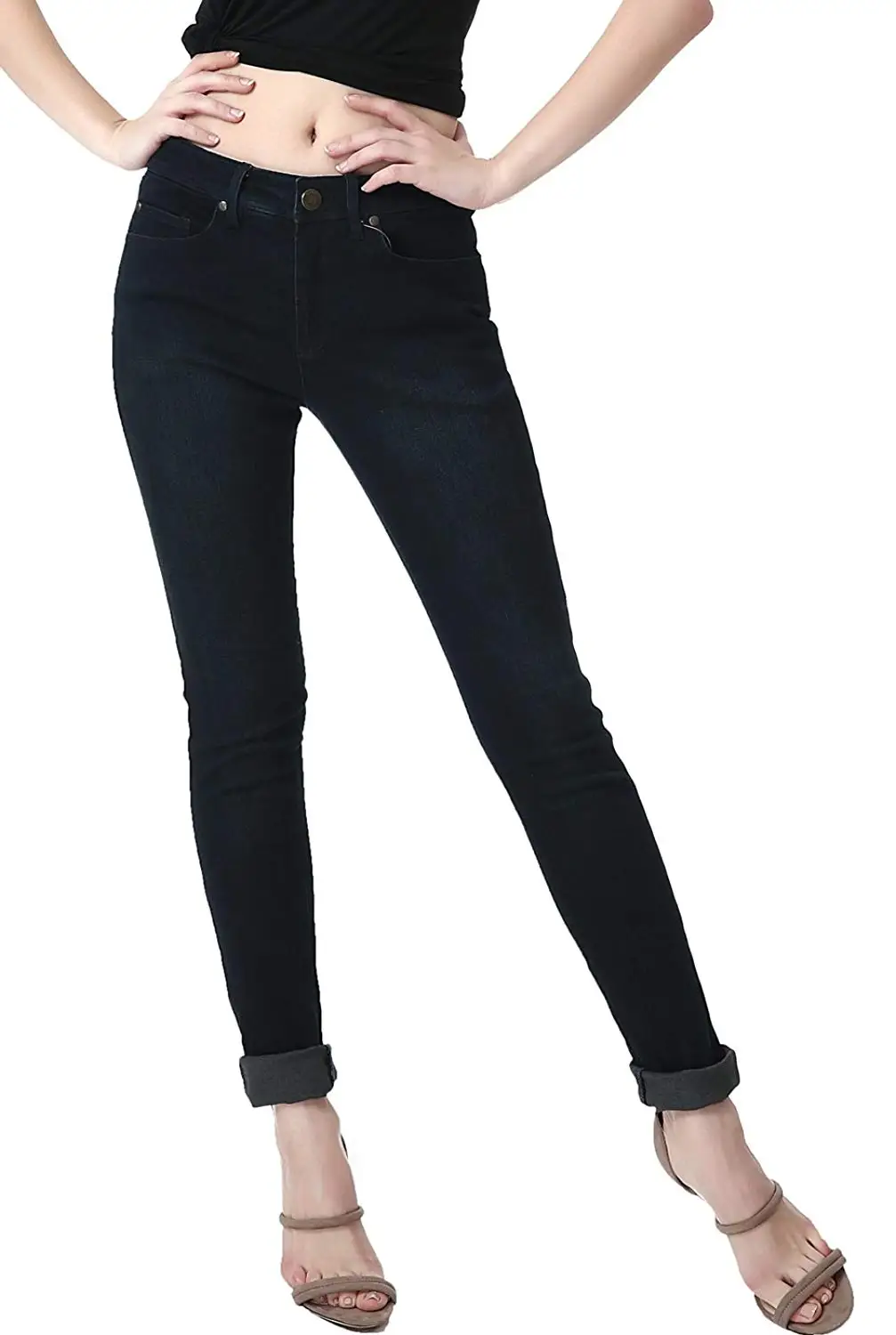 phistic Women's Ultra Stretch Black/Blue Skinny Jeans
