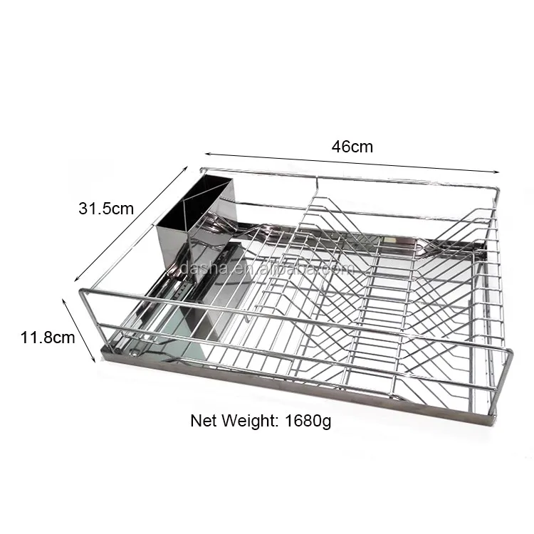 Chrome Dish Drainer Stainless Steel Tray & Cutlery Holder