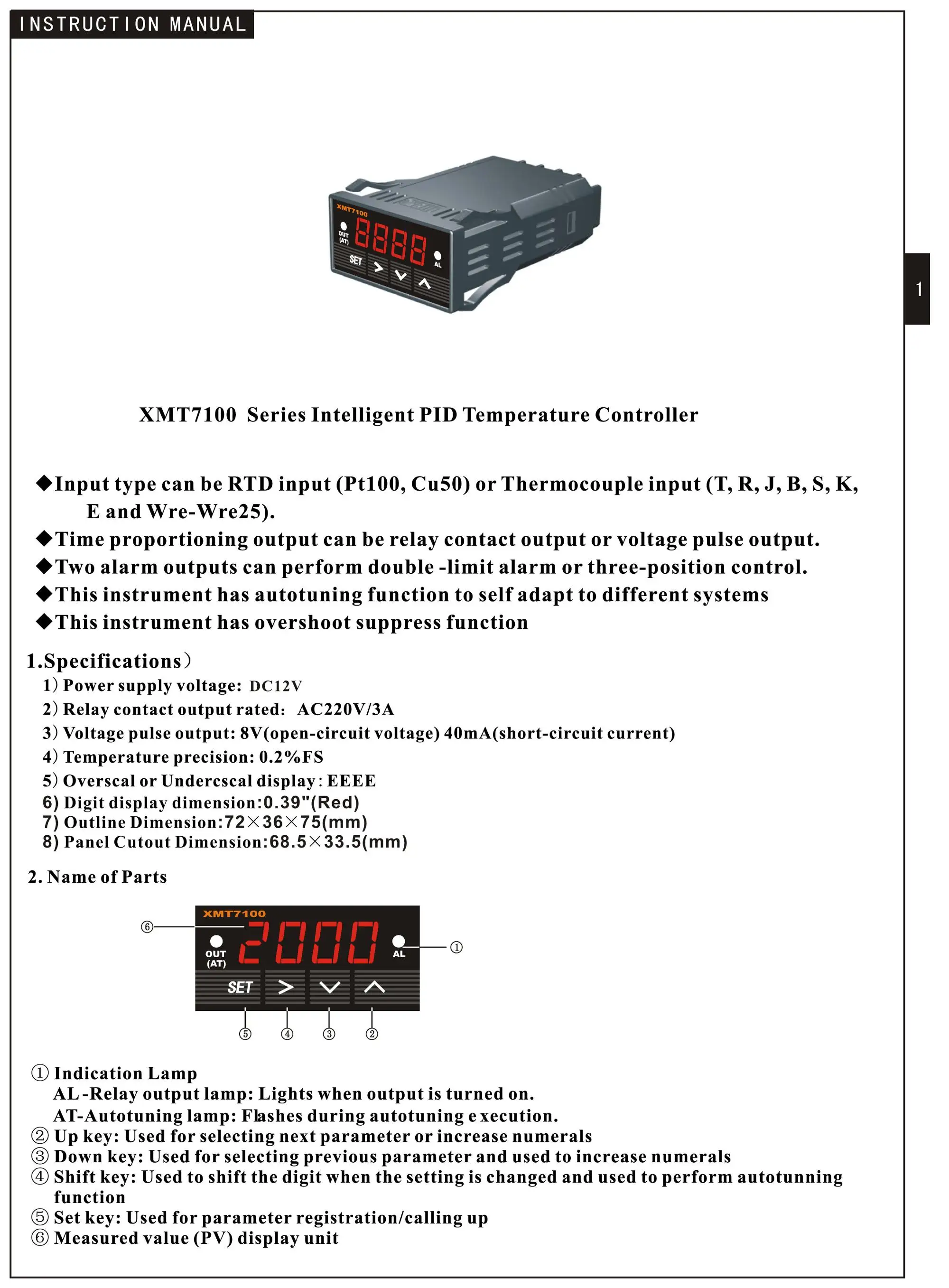 Digital Temperature Controller XMT7100  Temperature Controller