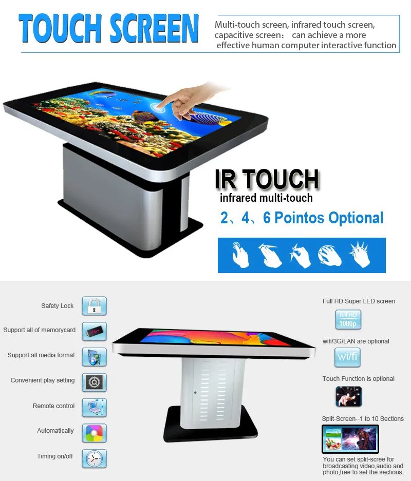 2017 ! New! 55" Big Screen IR Infrared Touch Screen LCD Android interactive touch table